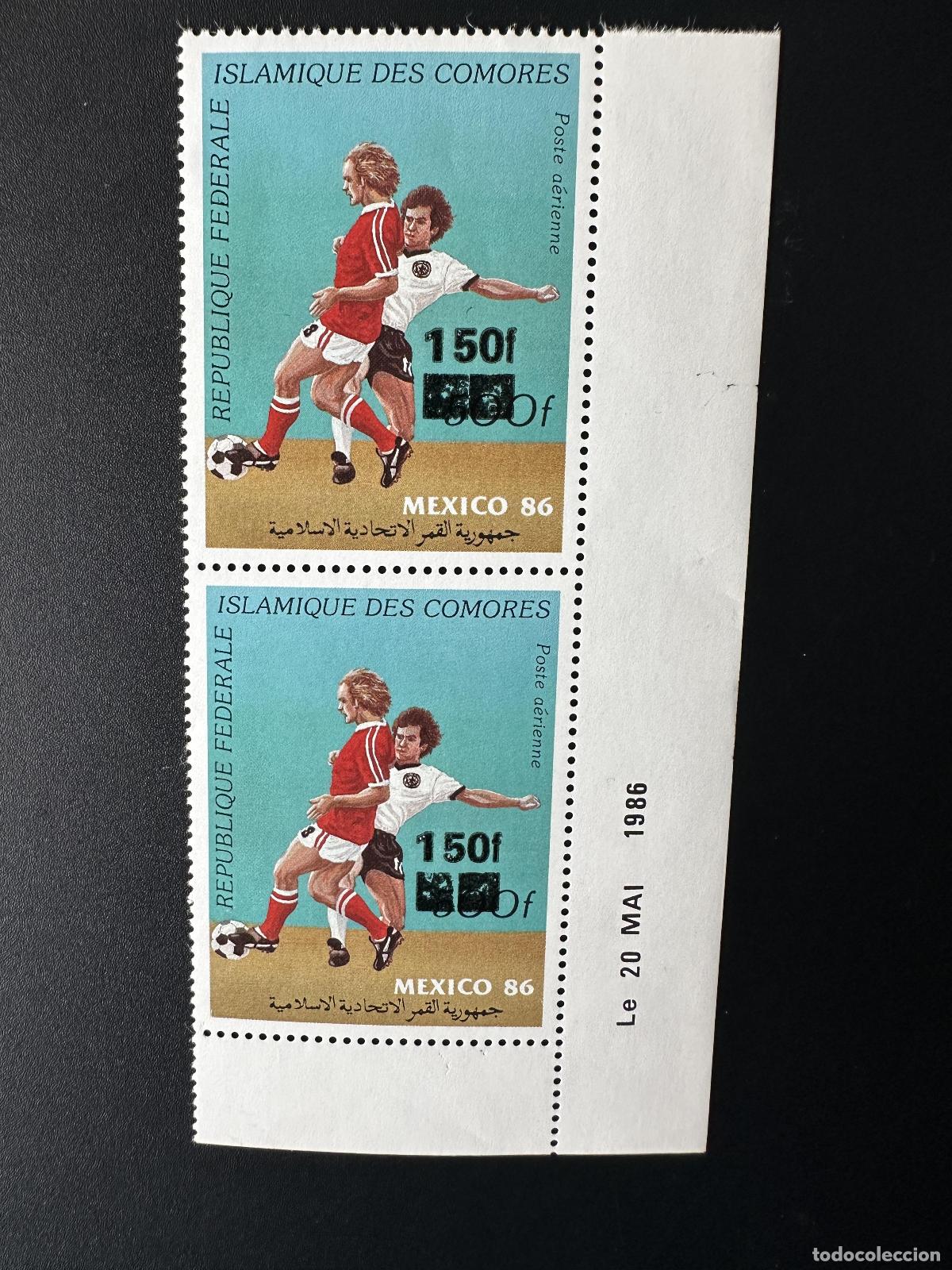 Sellos: Comoras 1994/1995 Mi. 1094 par Copa Mundial de M&eacute;xico F&uacute;tbol la FIFA Sobrecargado