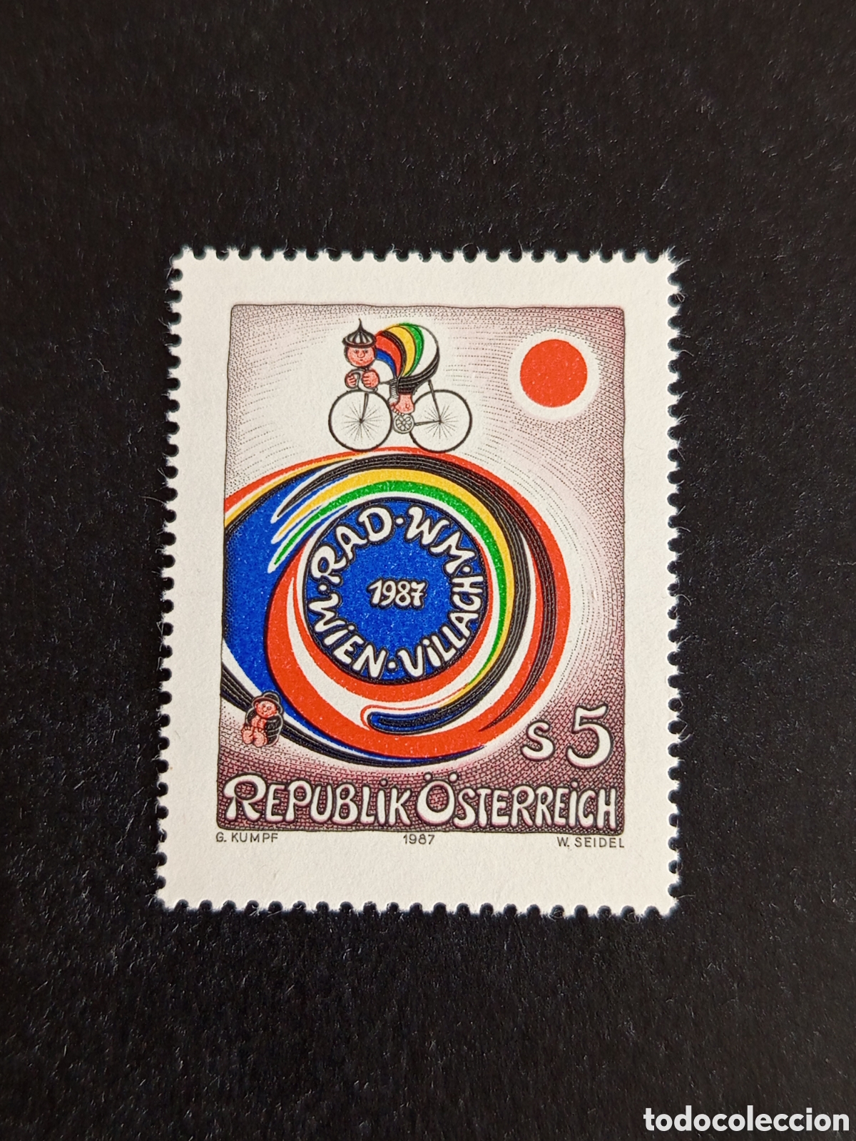 Sellos: AUSTRIA, 1987. Deportes: Ciclismo. Campeonato del mundo. Yvert 1726. Pedido m&iacute;nimo 3 &euro;. Ver fotos.