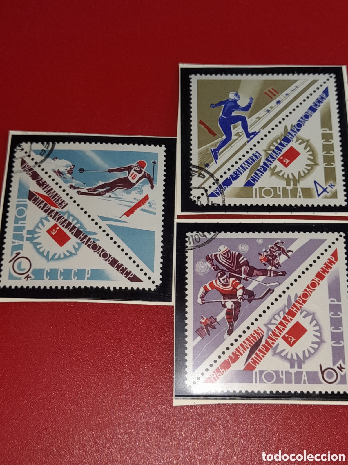 Sellos: Sello Rusia (CCCP, URSS) mtdo 1966. 2 espartiakada invierno. Deporte. Juego. Competicion. Esqui. Hoc
