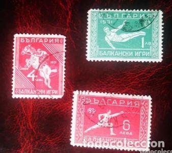 Sellos: Lote 3 sellos de BULGARIA 1931 usado Juegos Ol&iacute;mpicos de los Balcanes