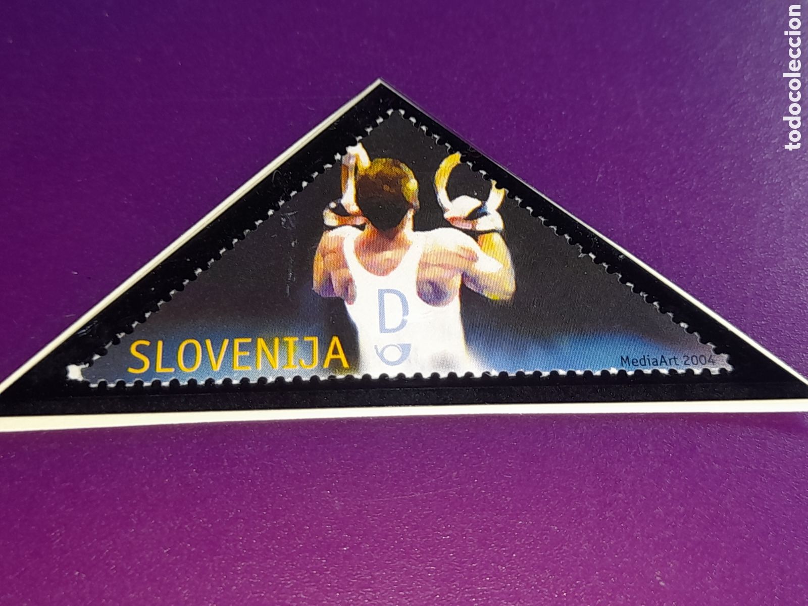 Sellos: Sello Eslovenia nuevo 2004. 26 campeonato Europa gimnasia art&iacute;stica. Deporte. Juegos. Atletas.
