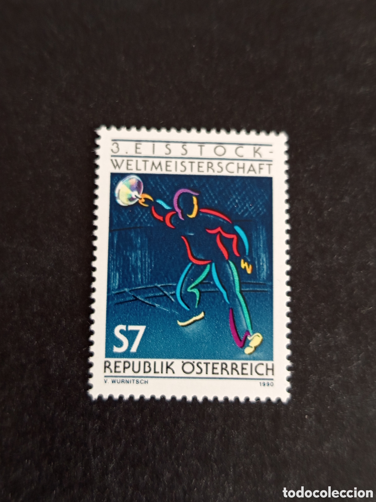 Sellos: AUSTRIA, 1990. Deporte: curling. Campeonato del Mundo. Yvert 1839. Pedido m&iacute;nimo 3 &euro;. Ver fotos .