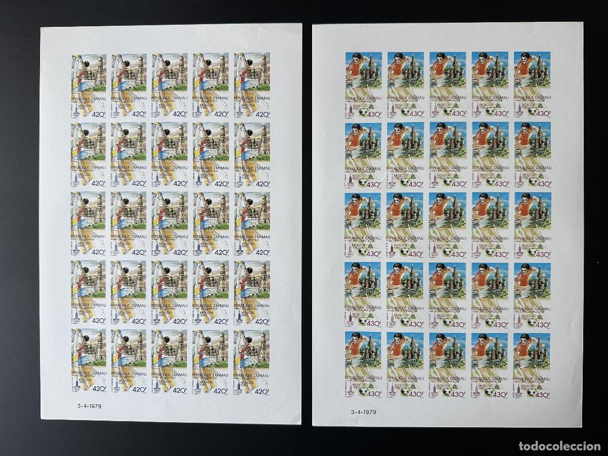 Sellos: Mali 1979 Mi. 686 - 687 tablero ND Juegos Ol&iacute;mpicos deportes f&uacute;tbol baloncesto Mosc&uacute;
