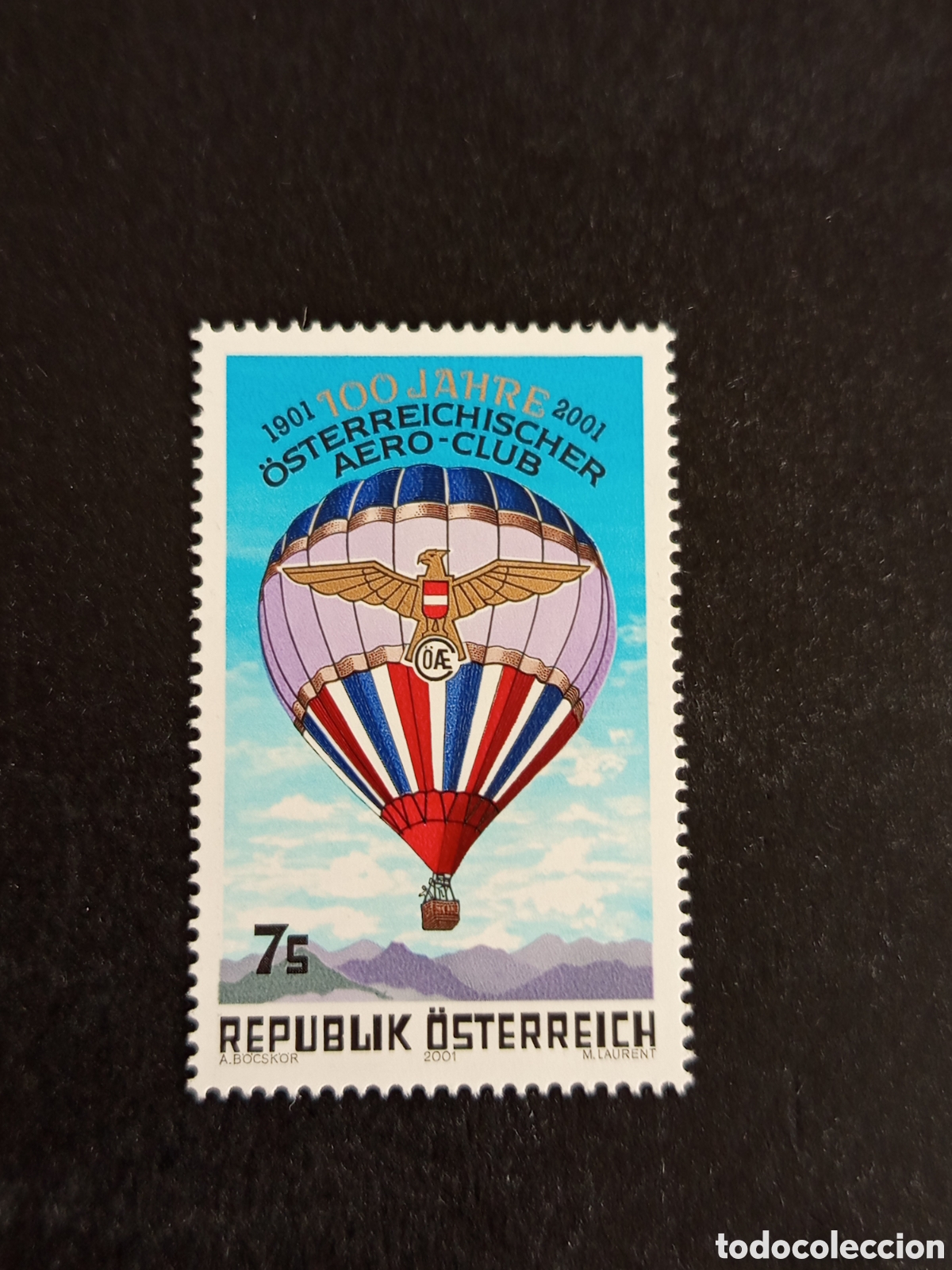 Sellos: AUSTRIA, 2001. A&eacute;reo Club de Austria. Globo. Emblema. Pedido m&iacute;nimo 3 &euro;. Ver fotos.