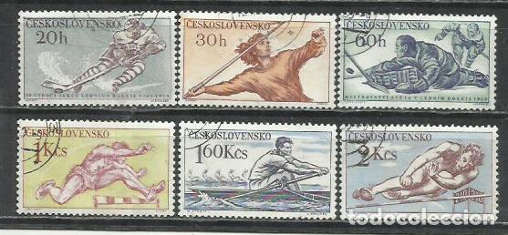 Sellos: 0421B-CHECOSLOVAQUIA REPUBLICA CHECA 1959 N&ordm; 1001/1006 SERIE COMPLETA DEPORTES