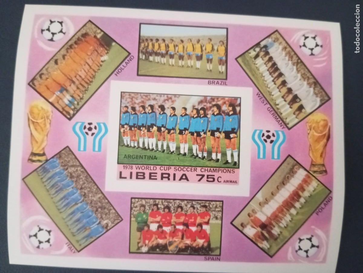 Sellos: LUBERIA, 1978, CAMPEONATO MUNDIAL DE F&Uacute;TBOL , EQUIPO DE ARGENTINA