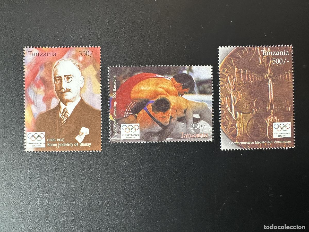 Sellos: Tanzania 2004 Mi. 4240 - 4242 Medalla de lucha Baron Blonay los Juegos Ol&iacute;mpicos