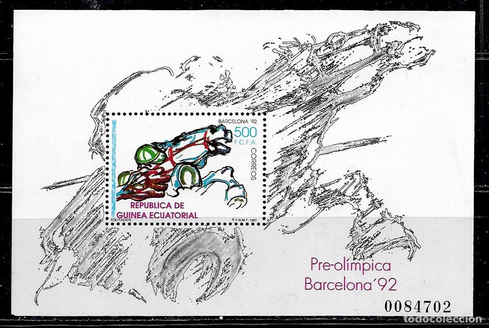 Sellos: GUINEA ECUTORIAL 1991, HOJA BLOQUE Ivert 1 - JUEGOS OLIMPICOS BARCELONA 92. MNH.