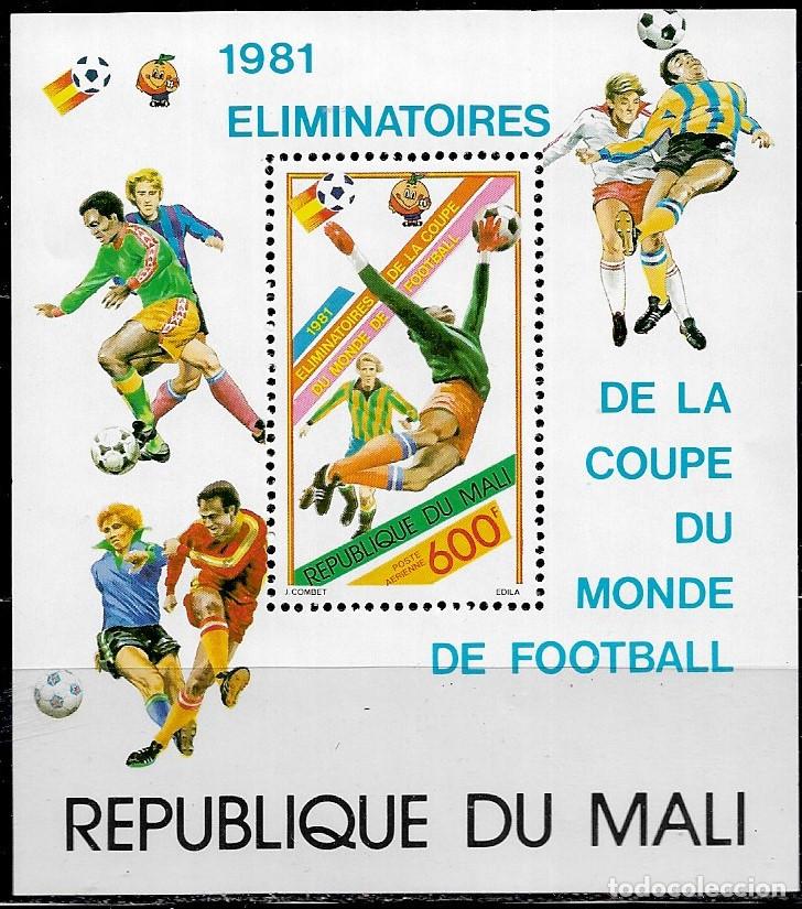 Sellos: MALI 1981, HOJA BLOQUE Ivert 13 - CAMPEONATO MUNDIAL DE F&Uacute;TBOL ESPA&Ntilde;A 82. MNH.