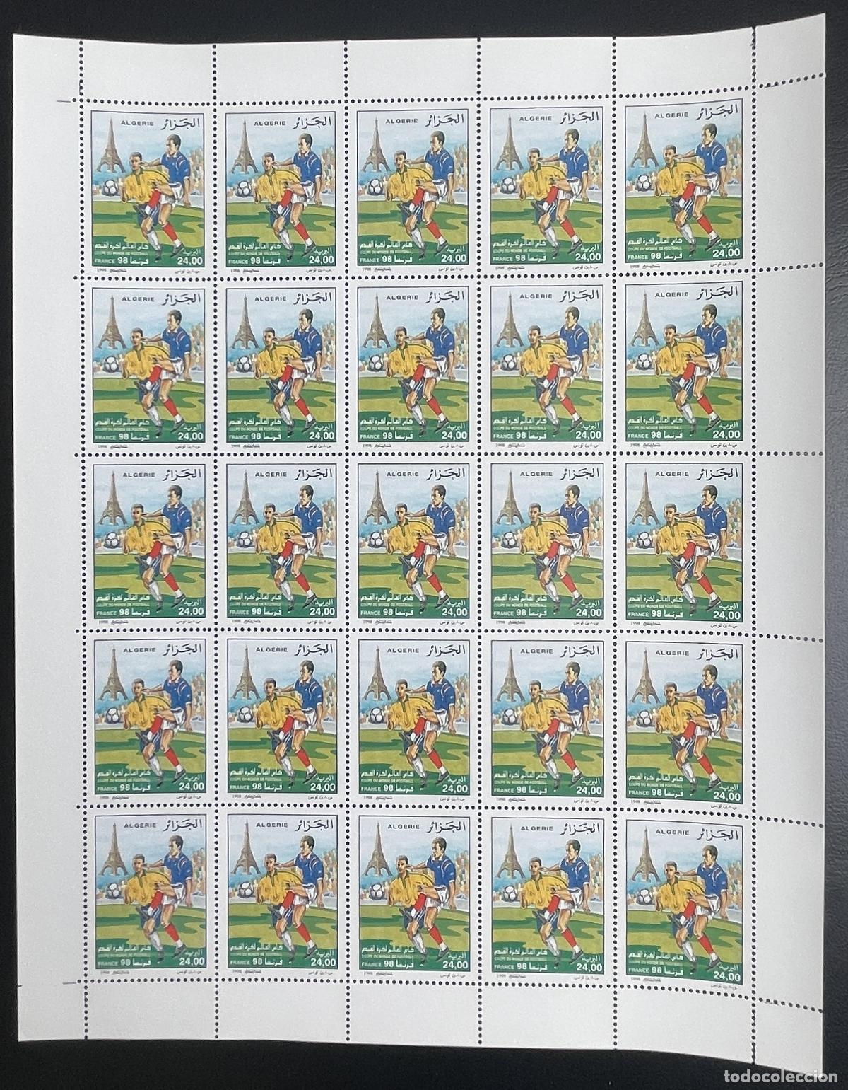 Sellos: Argelia 1998 YT 1163 f&uacute;tbol de mesa Francia 98 copa mundial deporte Eiffel FIFA