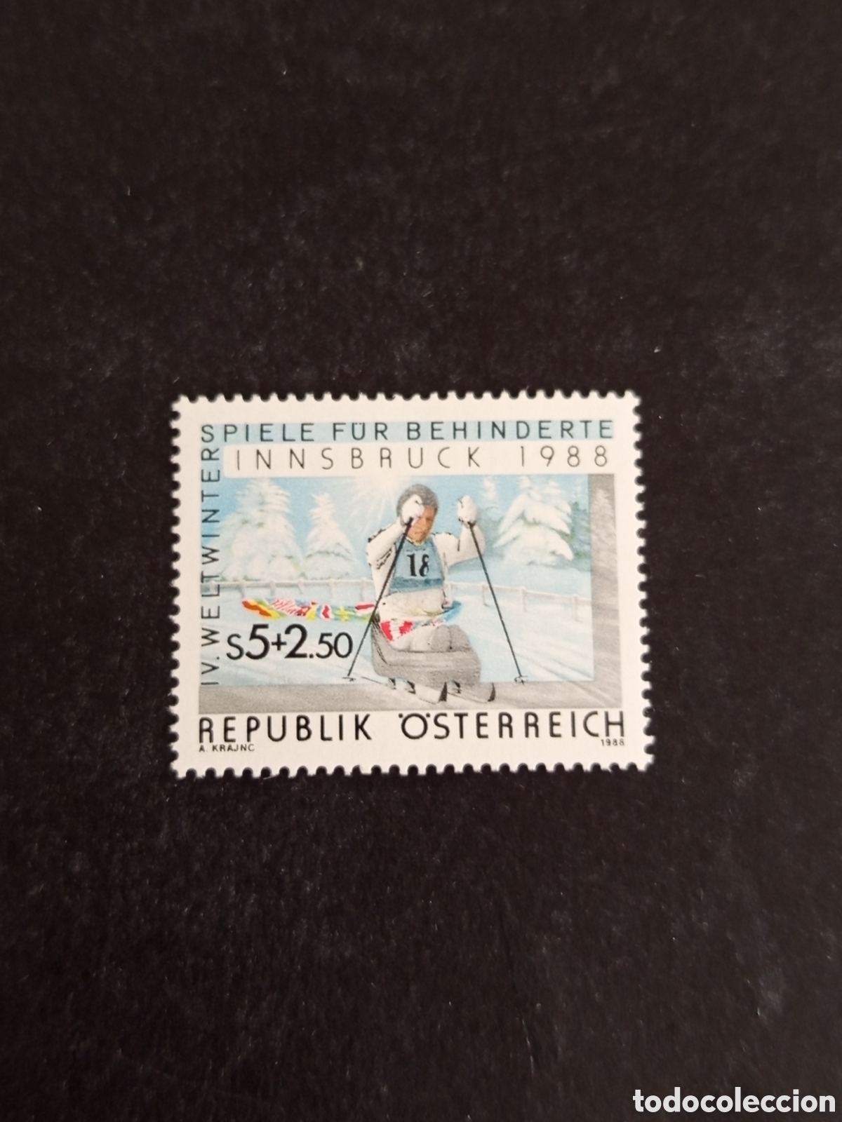 Sellos: AUSTRIA, 1988. JUEGOS DE INVIERNO DISCAPACITADOS. YVERT 1739. PEDIDO M&Iacute;NIMO 3 &euro;. VER FOTOS.