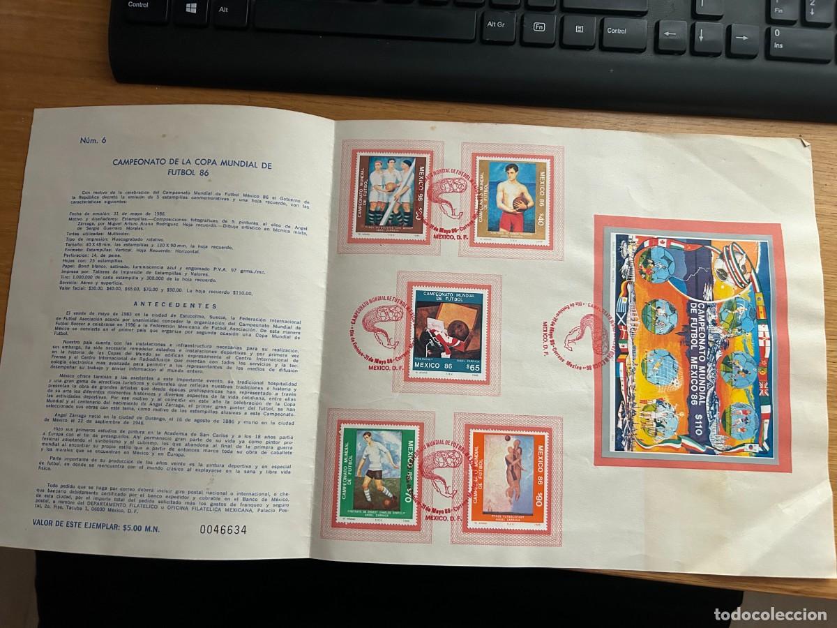 Sellos: Hoja conmemorativa &rdquo;Copa mundial Mexico 86&rdquo;. Servicio postal mexicano