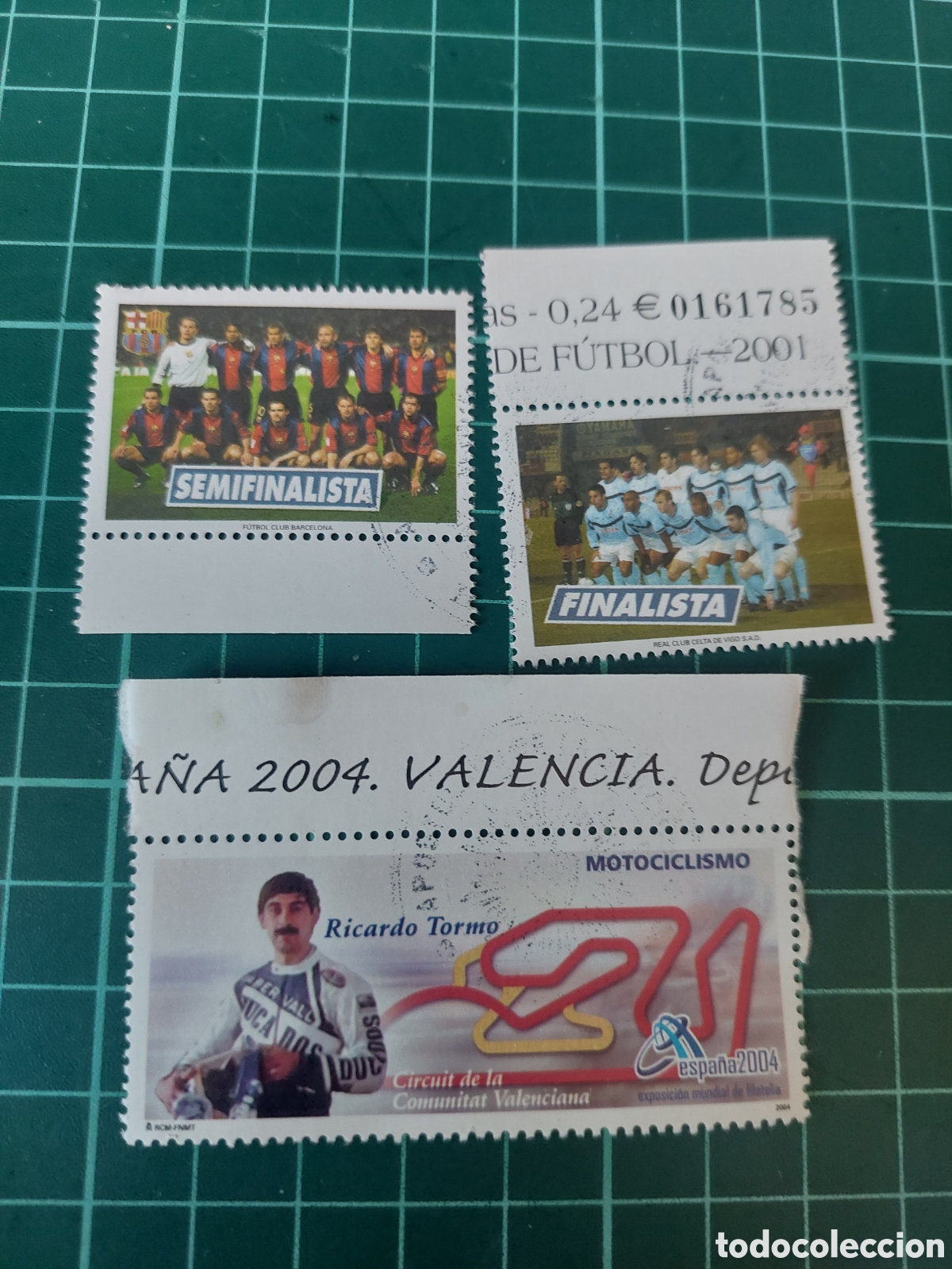 Sellos: ESPA&Ntilde;A BANDELETA USADAS F&Uacute;TBOL BARCELONA, CELTA VIGO,MOTOCICLISMO RICARDO TORMO DEPORTES