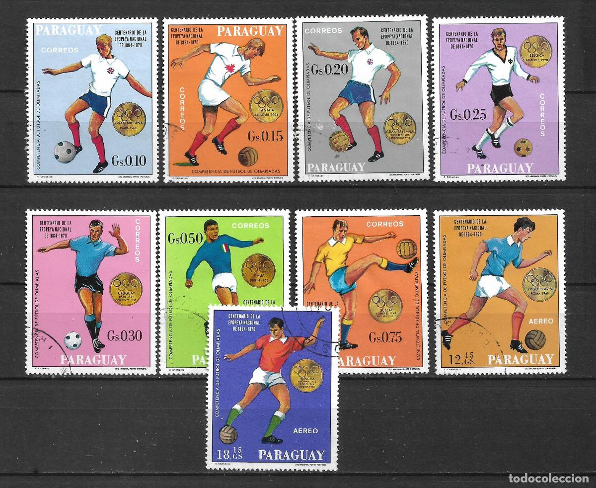 Sellos: paraguay 1969 scott 1178-1186 usado deportes futbol munich - 22/9