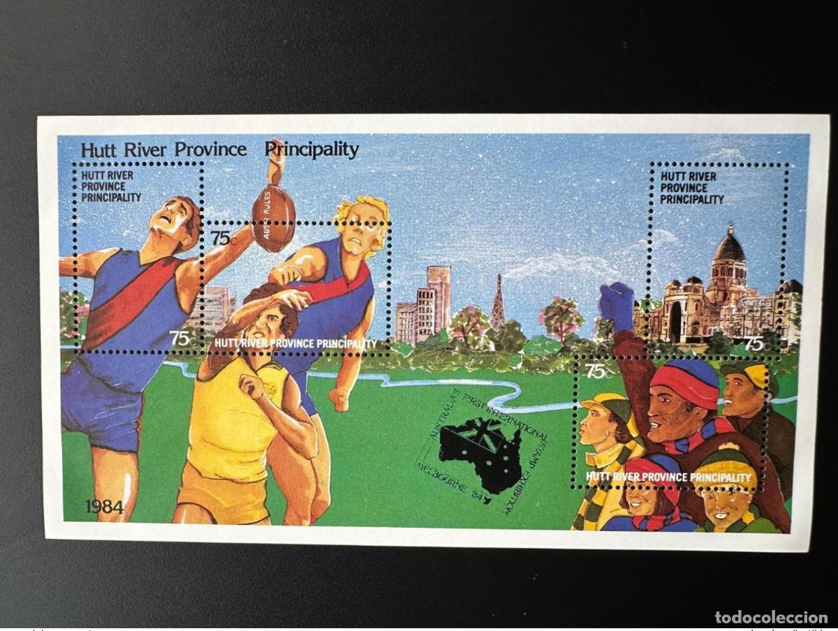 Sellos: Australia 1984 Primera exposici&oacute;n de sellos Hutt River Rugby Melbourne