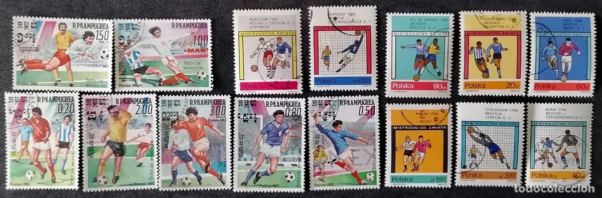 Sellos: CAMBOYA / POLONIA - LOTE F&Uacute;TBOL .