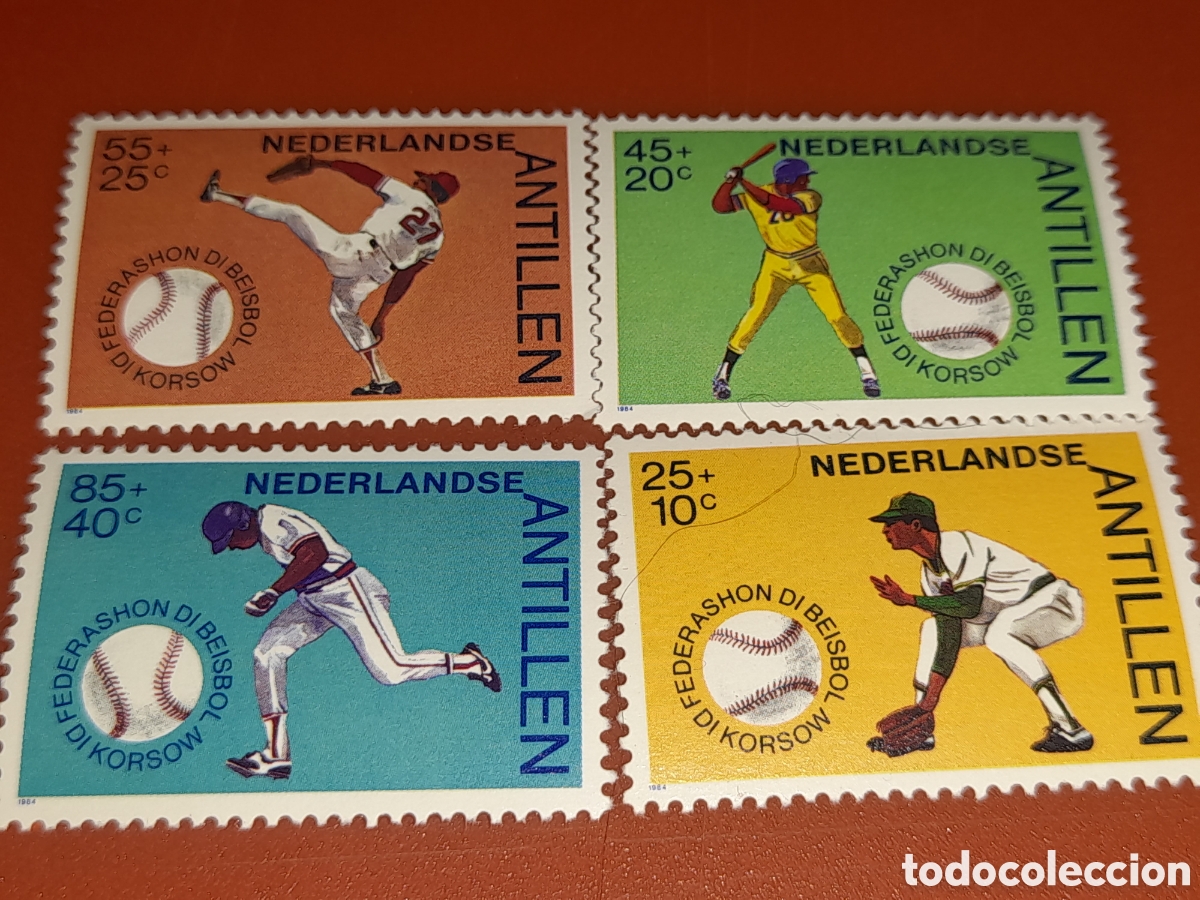Sellos: Sello Antillas Holandesas nuevo 1984. B&eacute;isbol. Deporte. Juego.