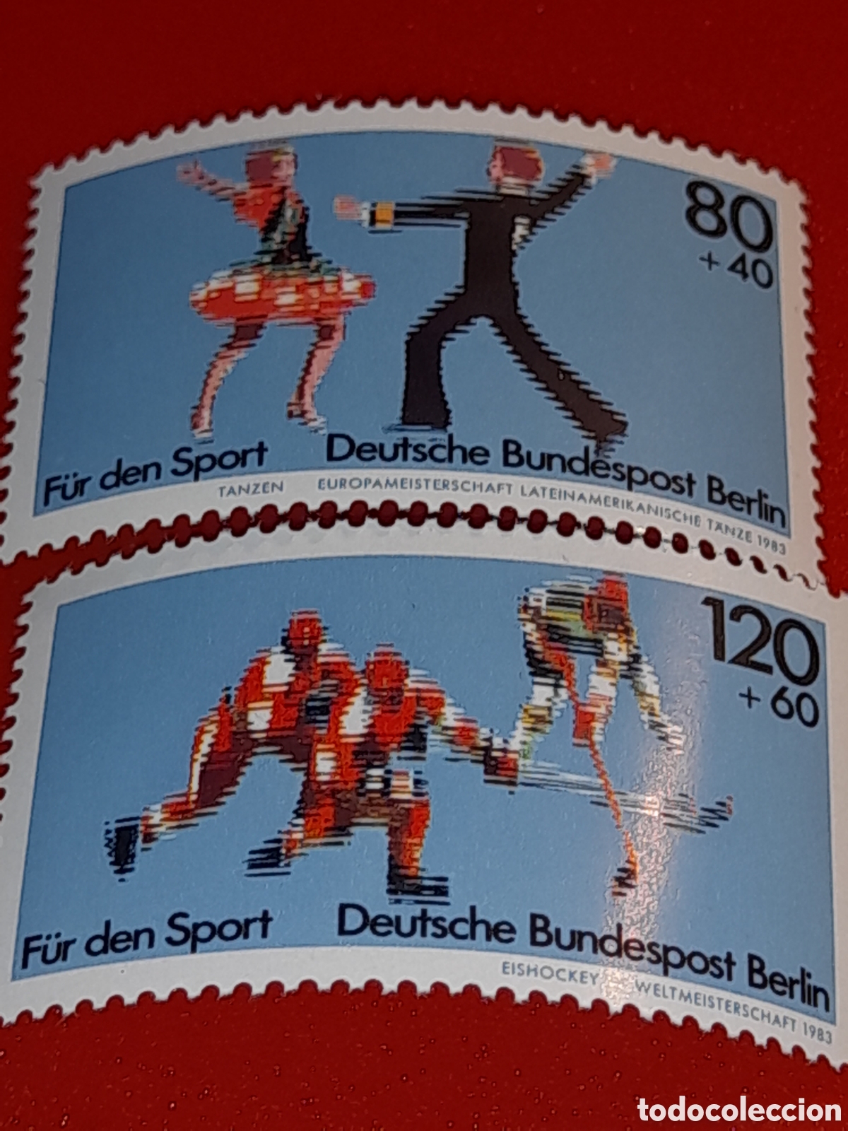Sellos: Sello Alemania, Berlin nuevo 1983. Deporte. Juegos. Gimnasia r&iacute;tmica. Hokey. Atletas. Competici&oacute;n.