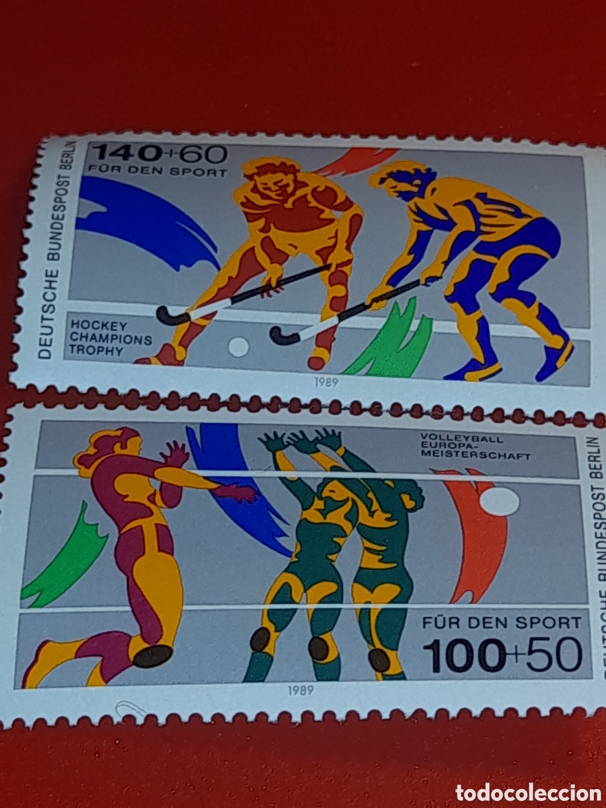 Sellos: Sello Alemania, Berlin nuevo 1989. Deporte. Salud. Volebol. Hokcey hielo. Juegos. Atletas