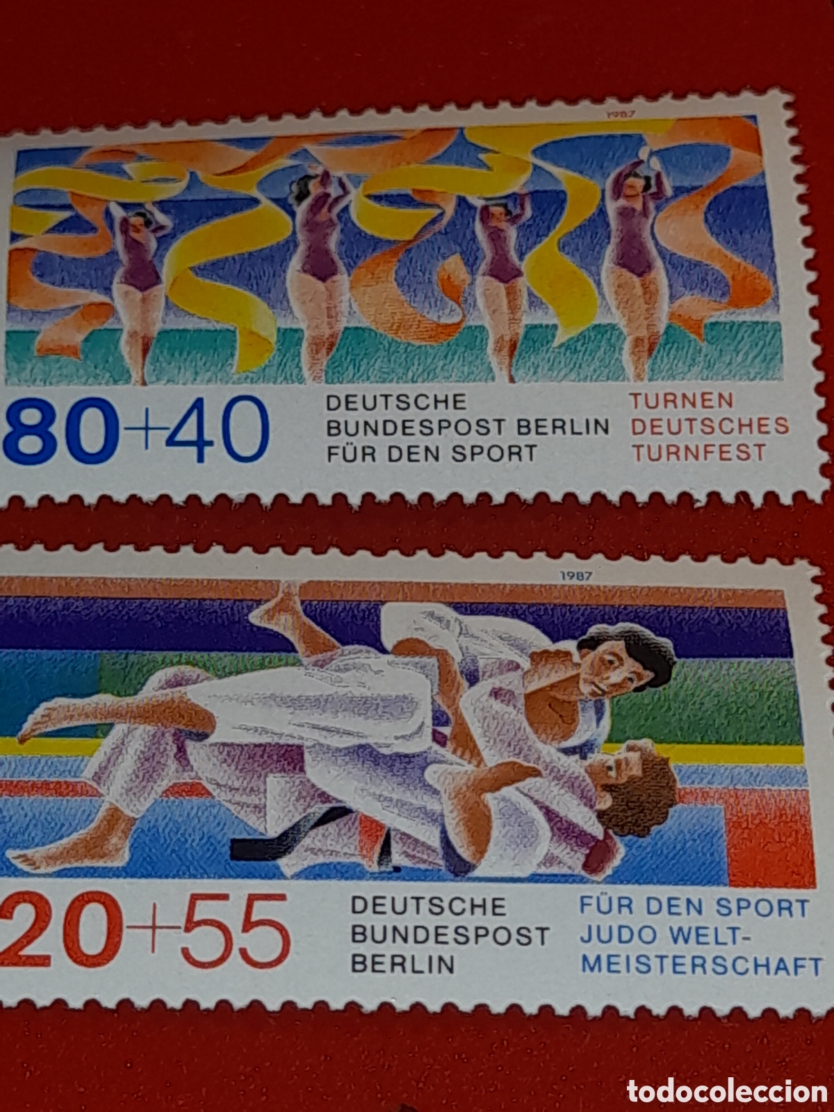 Sellos: Sello Alemania, Berlin nuevo 1987. Deporte. Gimnasia ritmica. Judo. Artes marciales. Juegos. Salud
