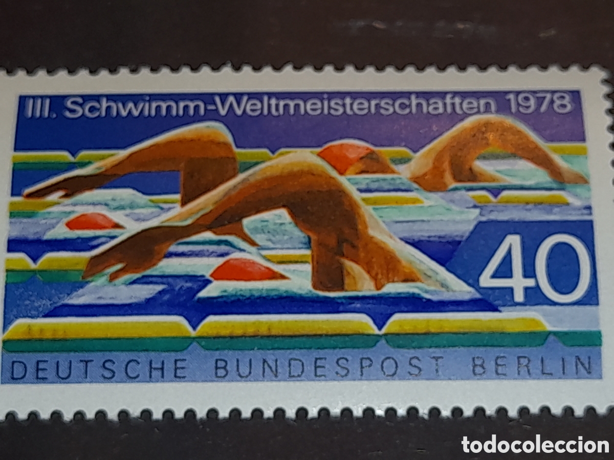 Sellos: Sello Alemania, Berlin nuevo 1978. Campeonato mundial nataci&oacute;n. Deporte. Braza. Atletas. Libre