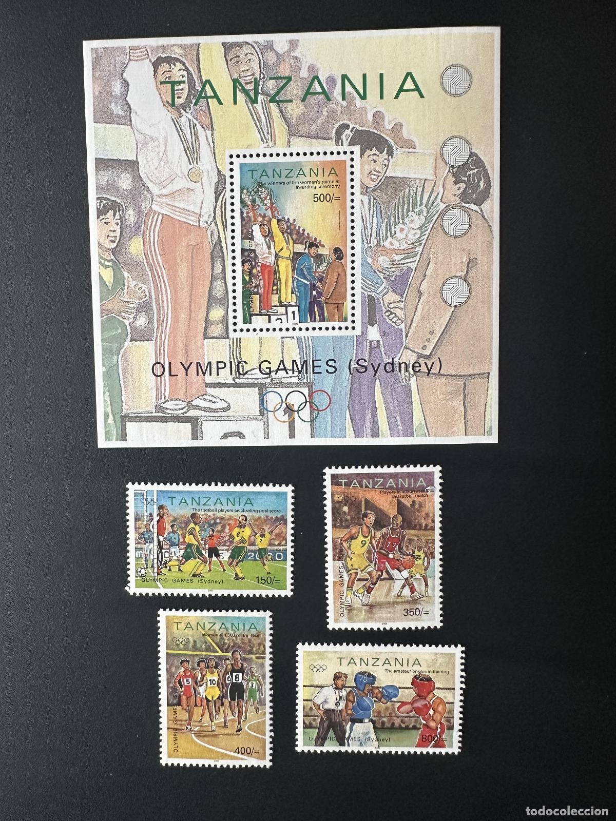 Sellos: Tanzania 2000 Mi. 3978 - 3981 Bl. 523 Juegos Ol&iacute;mpicos Sydney Sports Football