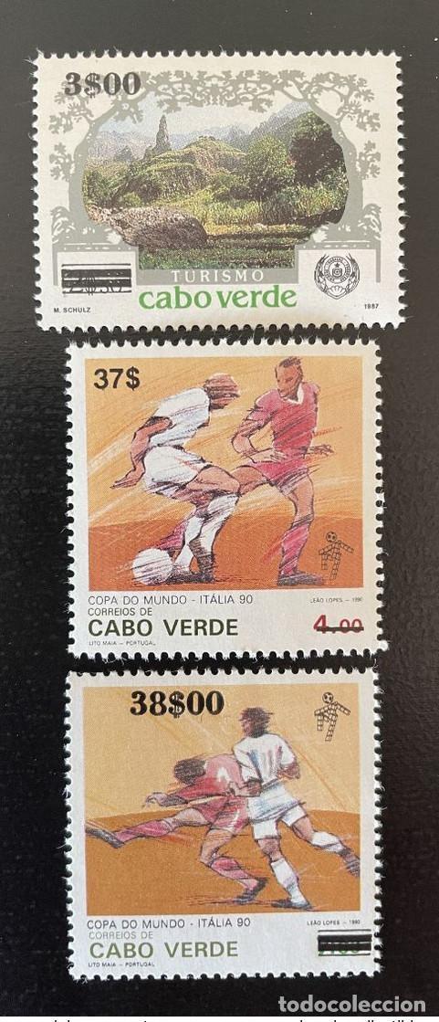 Sellos: Cabo Verde 1997 Mi. 721 - 723 Sobreimpresi&oacute;n Copa Mundial de la FIFA 1990 Italia 3 val.