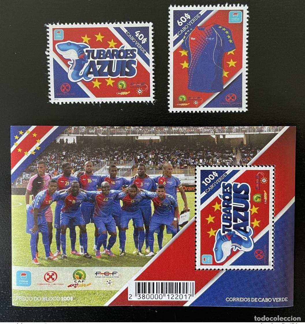 Sellos: Cabo Verde 2012 mayo 1018 - 1019 Bl. 45 Football Tubaroes Azul CAN Africa 2013