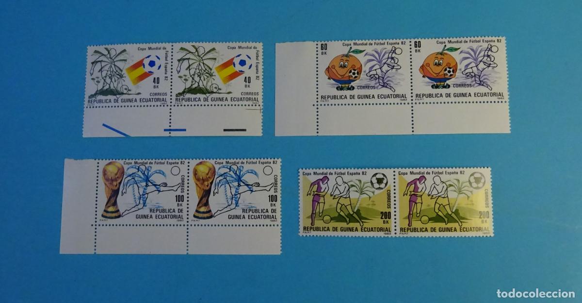 Sellos: GUINEA ECUATORIAL. SELLOS CAMPEONATO MUNDIAL DE F&Uacute;TBOL ESPA&Ntilde;A 1982. EN BLOQUE DE DOS