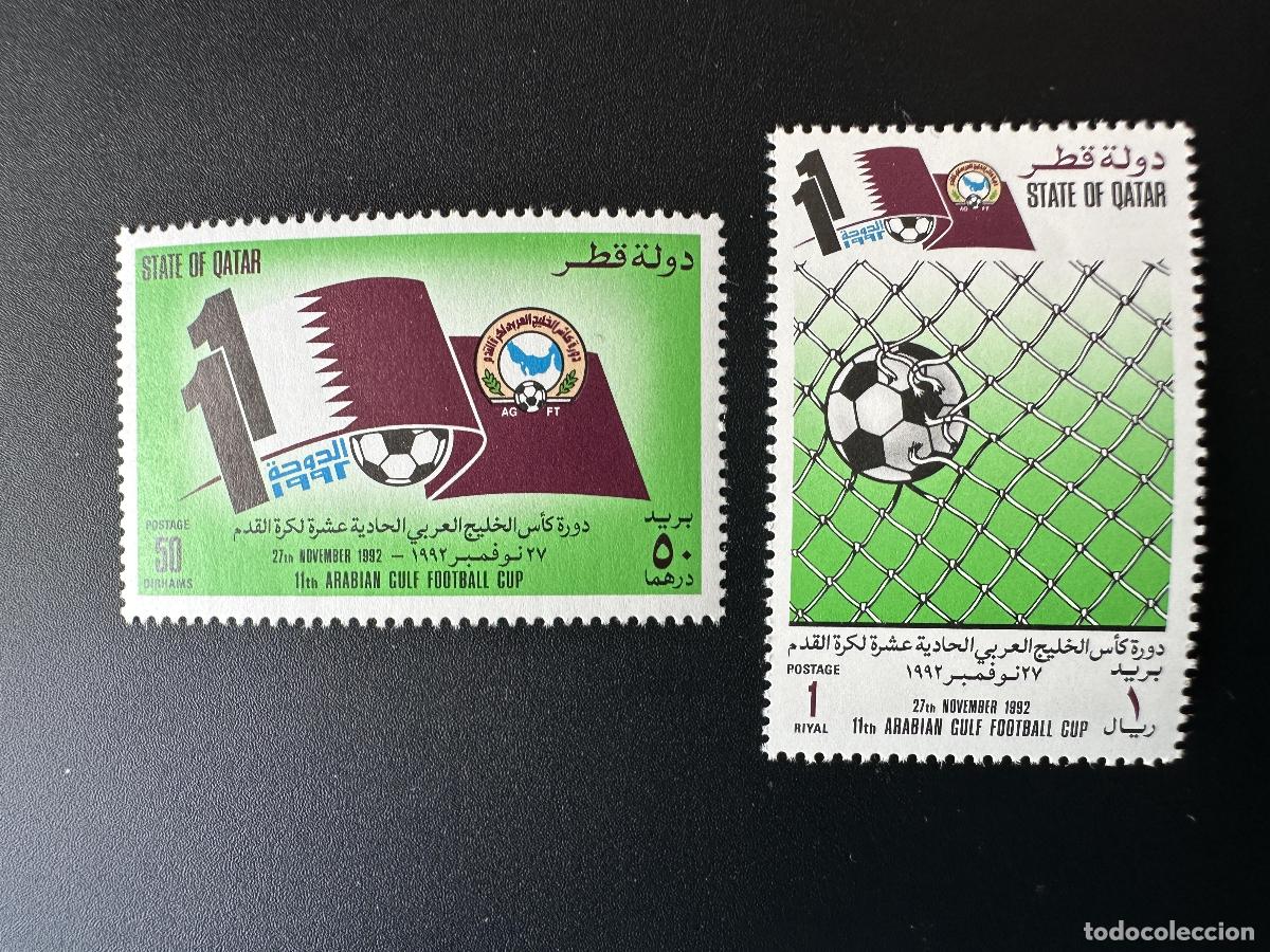 Sellos: Qatar 1992 Mi. 997 - 998 11&ordf; Copa de F&uacute;tbol Deportivo del Golfo Ar&aacute;bigo Bal&oacute;n
