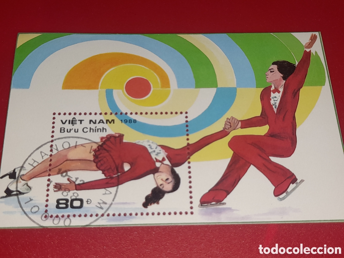 Sellos: HB Vietnam mtdo 1989. Patinaje art&iacute;stico. Hielo. Deporte. Juego. Competici&oacute;n. Atletas.