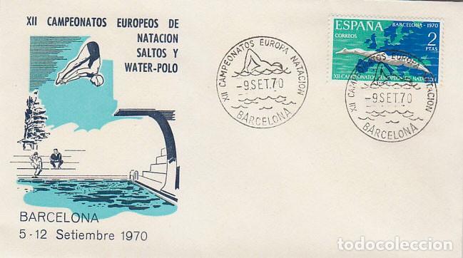 Sellos: EDIFIL 1989, CAMPEONATO MUNDIAL DE NATACION, PRIMER DIA MATASELLO ESPECIAL CU&Ntilde;O 9-9-1970 ALFIL