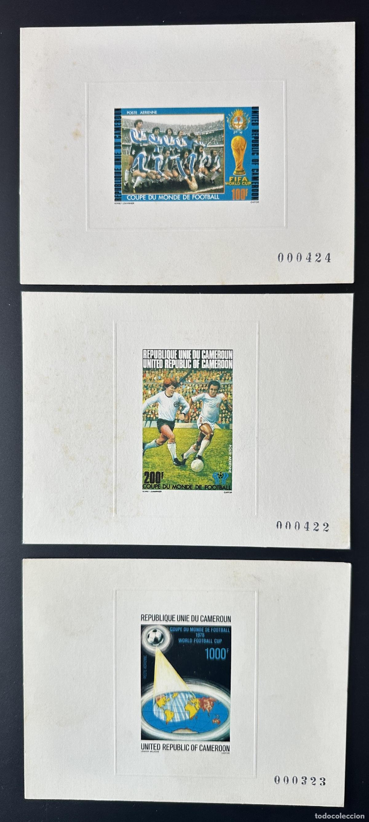 Sellos: Camer&uacute;n 1978 Mi. 885 - 887 Evento de lujo F&uacute;tbol Copa Mundial la FIFA Argentina