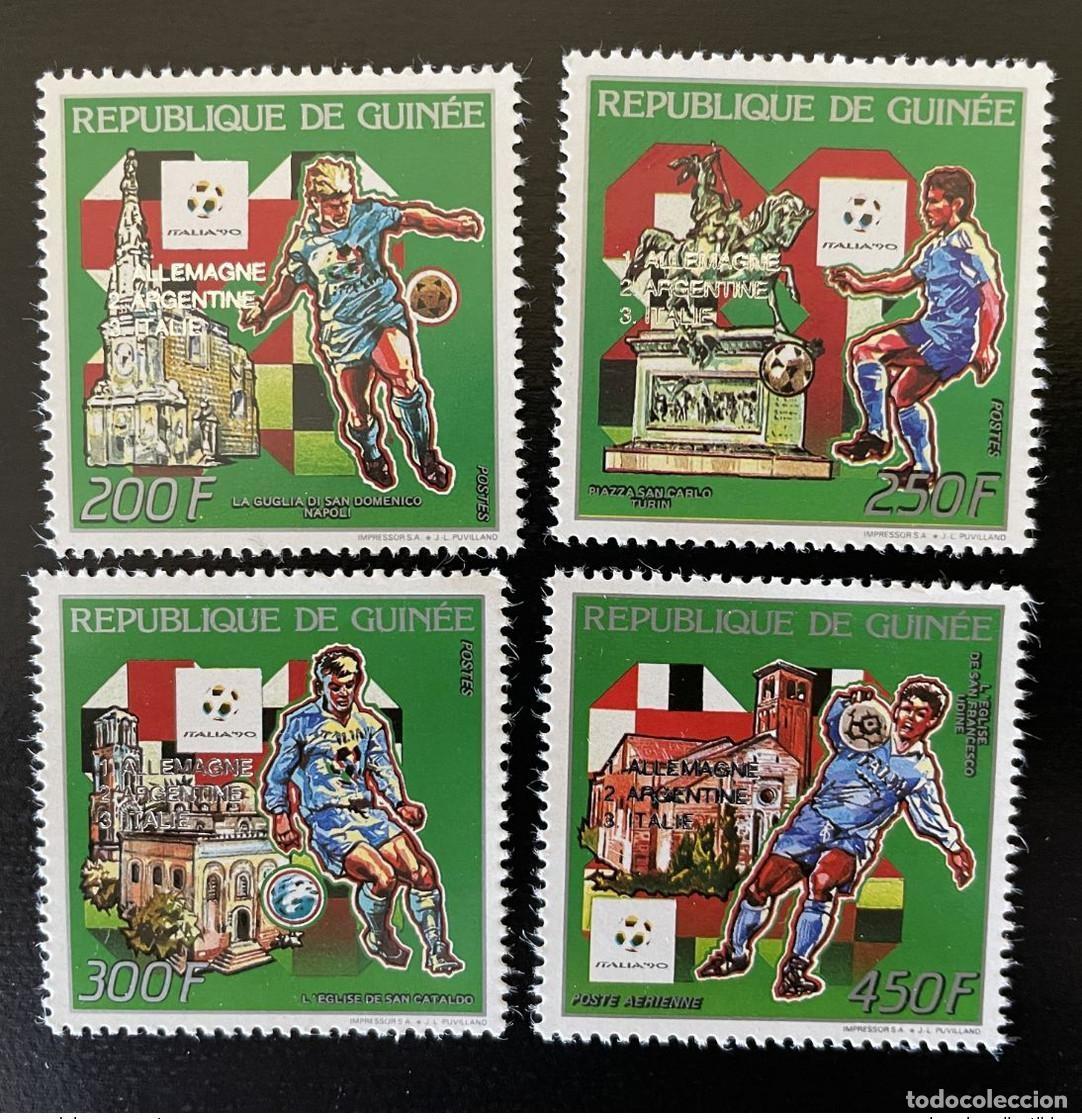 Sellos: Guinea 1990/1993 Silver Overloaded Mi. 1403-1406b Italia FIFA Football WM