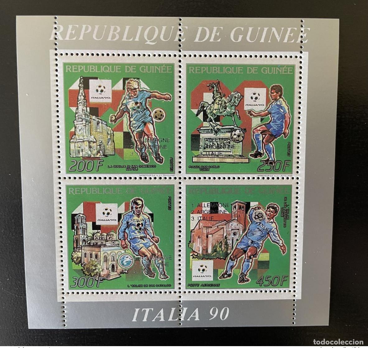 Sellos: Guinea 1990/1993 Silver Mi. 1403-1406b Hojas Italia FIFA Football WM