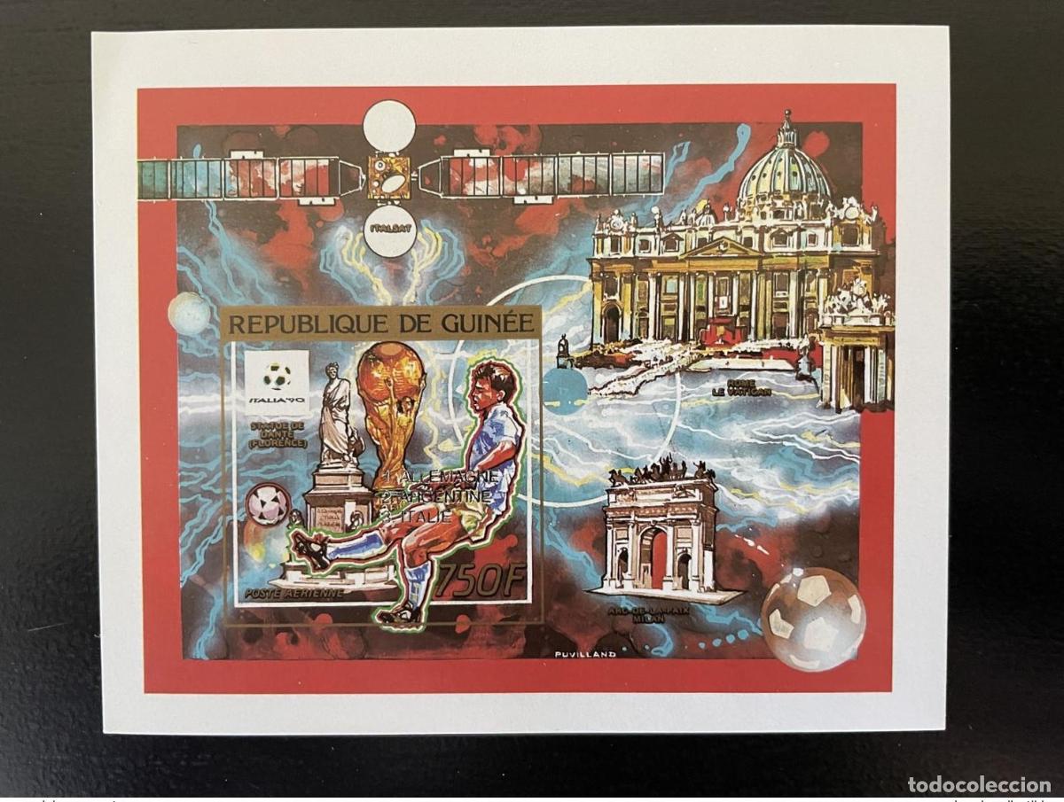 Sellos: Guinea 1990/1993 Mezcla sobrecargada IMPERF AND SILVER. Bl. 441b B Italia | FIFA Soccer