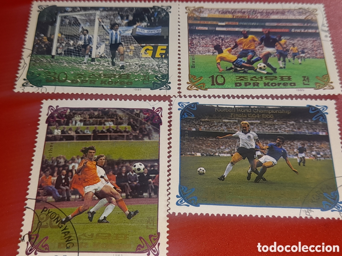 Sellos: Sello Corea Norte mtdo 1986. Campeonato mundial f&uacute;tbol. Historia, finales 70-82. Deporte. Juego. Sel