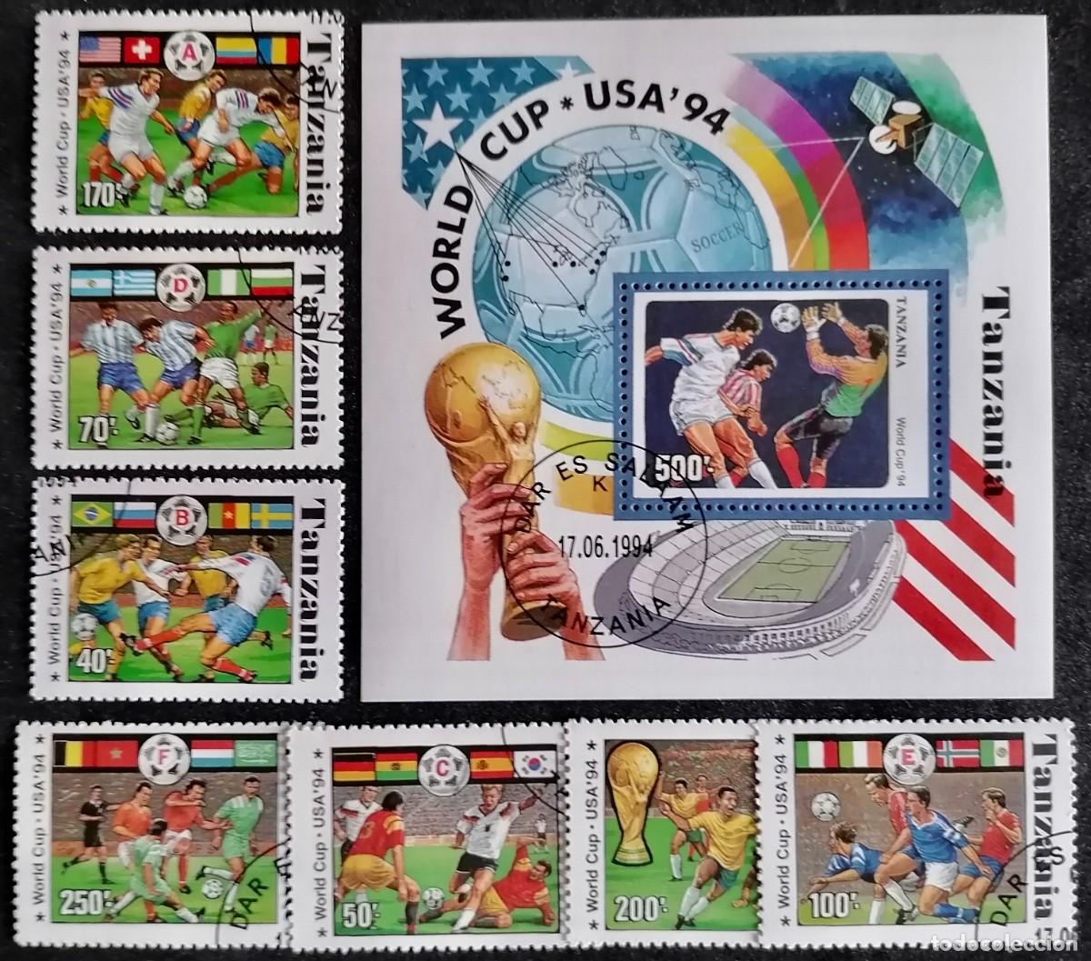 Sellos: TANZANIA 1994 - HB Y SERIE MUNDIAL DE F&Uacute;TBOL .