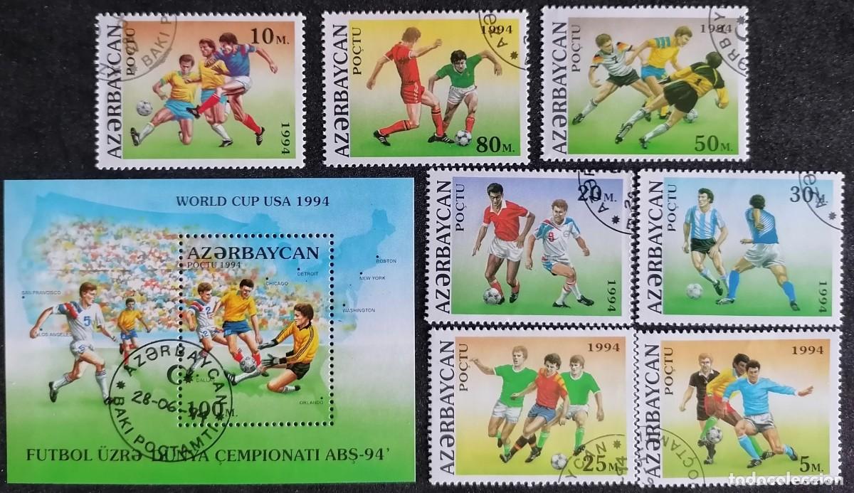Sellos: AZERBAIYAN 1994 - HB Y SERIE MUNDIAL DE F&Uacute;TBOL .