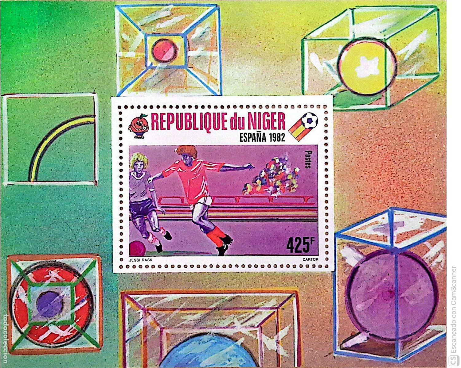 Sellos: N&iacute;ger. HB 32 Copa mundial de f&uacute;tbol Espa&ntilde;a'82: Jugadores en acci&oacute;n. 1980. Sellos nuevos y numeraci&oacute;n