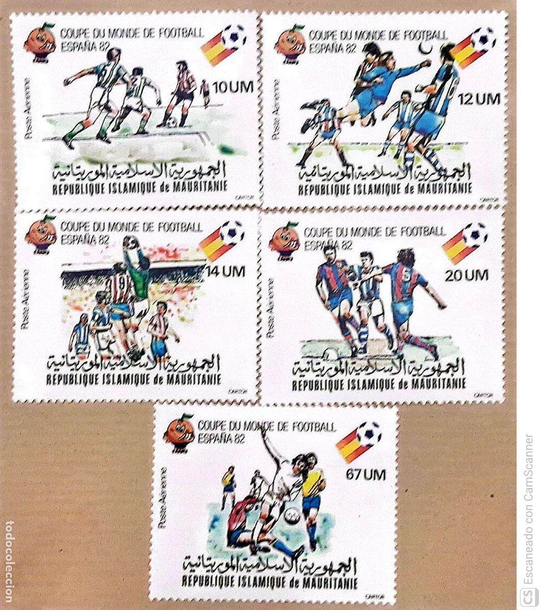 Sellos: Mauritania. 195/99 Copa mundial de f&uacute;tbol Espa&ntilde;a'82: Jugadores en acci&oacute;n. 1980. Sellos nuevos y nume