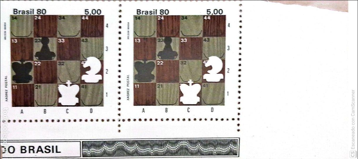 Sellos: Brasil. 1451 Juegos de ajedrez por correspondencia, en pareja. 1980. Sellos nuevos y numeraci&oacute;n Yver