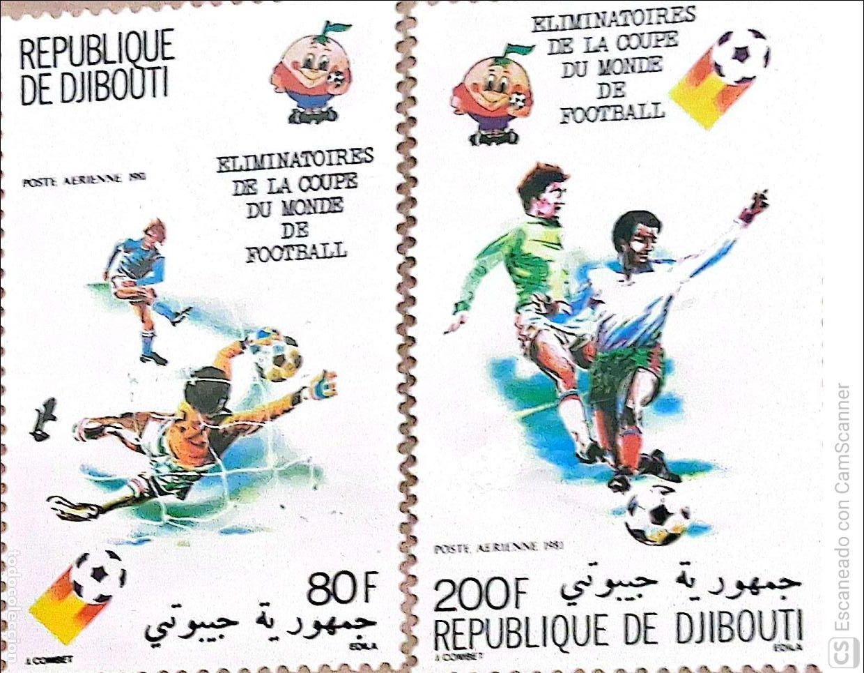 Sellos: Yibuti. A 147/48 Eliminatorias Copa mundial de f&uacute;tbol Espa&ntilde;a'82: Fases del juego. 1981. Sellos nuev