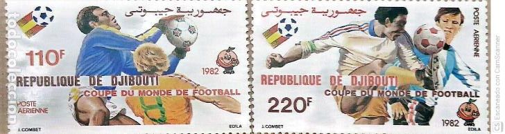 Sellos: Yibuti. A 159/60 Copa mundial de f&uacute;tbol Espa&ntilde;a'82: Fases del juego. 1982. Sellos nuevos y numeraci&oacute;