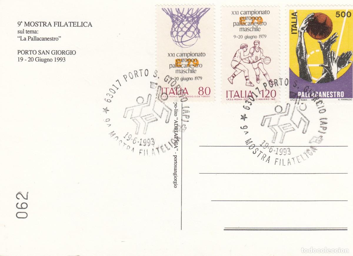 Sellos: TEM&Aacute;TICA BALONCESTO -MATASELLOS DE ITALIA - PORTO SAN GIORGIO - 1993