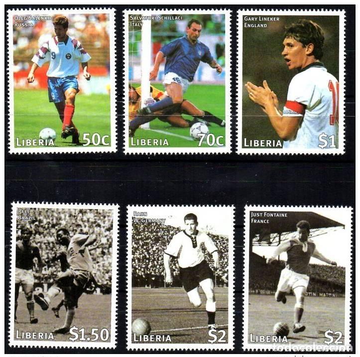 Sellos: LIBERIA COPA MUNDIAL DE F&Uacute;TBOL FRANCIA 98 Mi. 1949-54 Yvert 1531-36