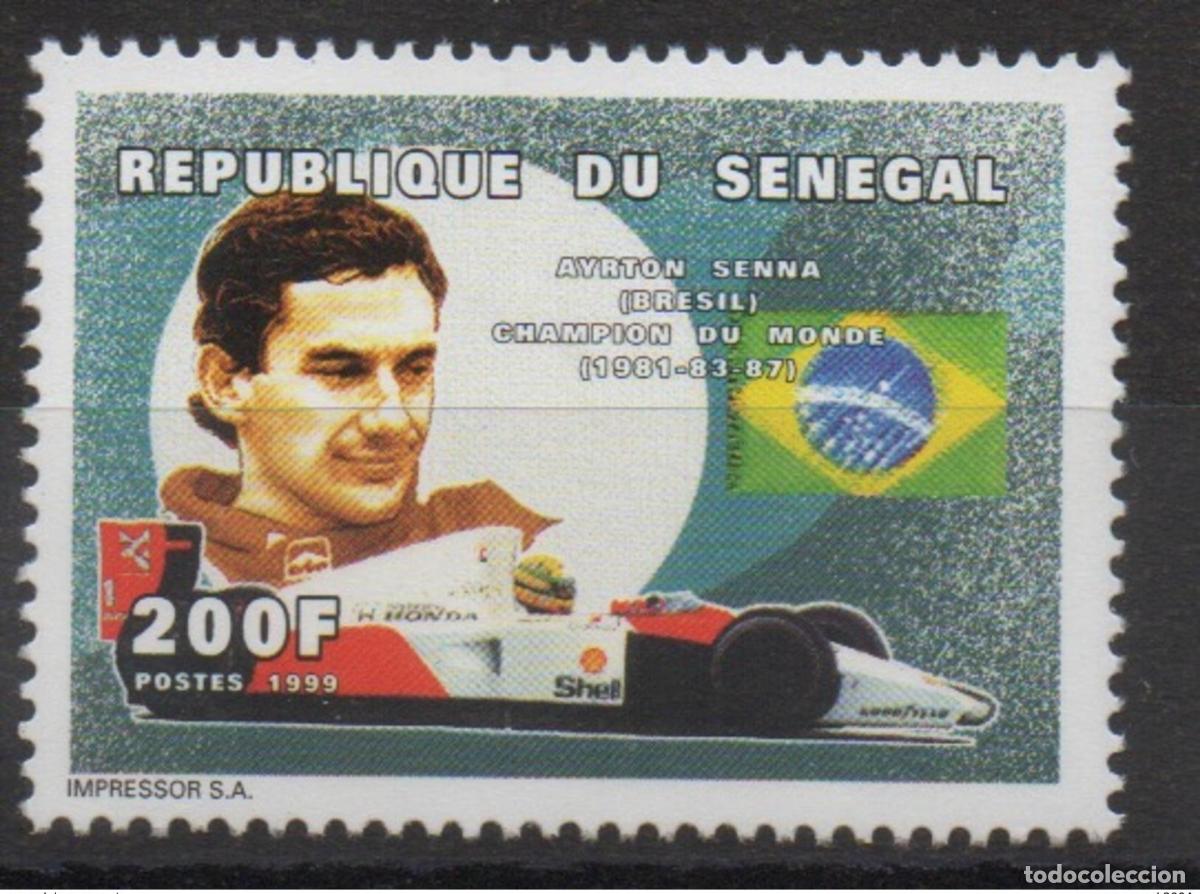 Sellos: Senegal 1999 - Mi. 1625 200 F Ayrton Senna F&oacute;rmula 1 Nuevo deporte** MNH RARO