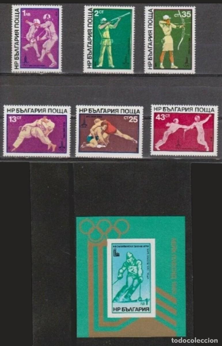Sellos: BULGARIA 1979. MOSCU 80. JUEGOS OL&Iacute;MPICOS. SERIE + H.B. NUEVO - MNH **
