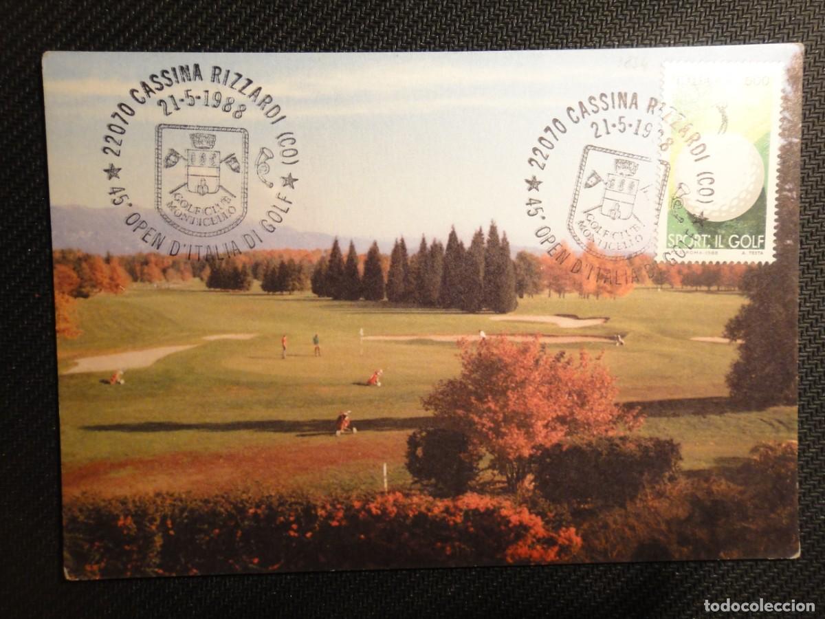 Sellos: Italia, tarjeta m&aacute;xima, tema, deportes, campeonato de Golf- a&ntilde;o 1988 . Rf 8810
