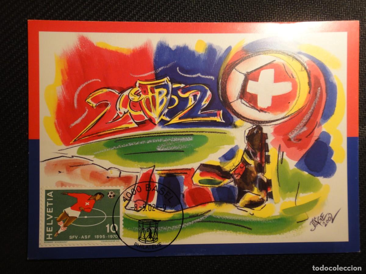 Sellos: Suiza, tarjeta m&aacute;xima, tema, deportes,-a&ntilde;o 2002 (Cartel anunciador). Rf 8824/5